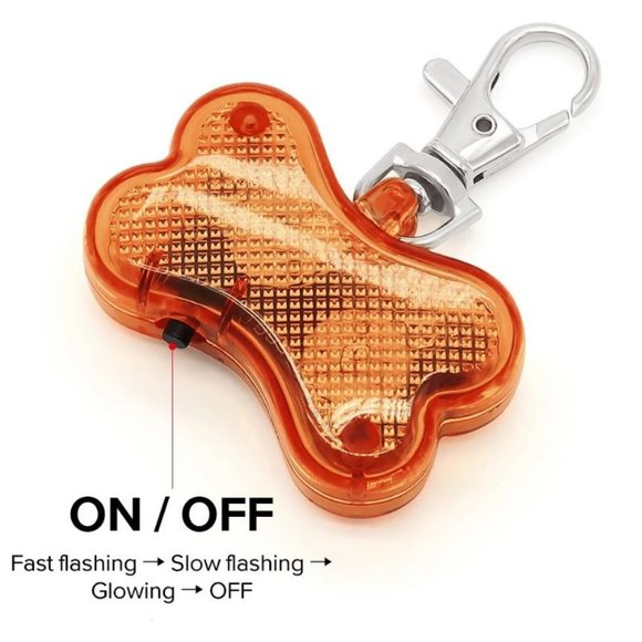 LED Safety Light Name Tag Bone Shaped Pendant Dog - Picture 6 of 13